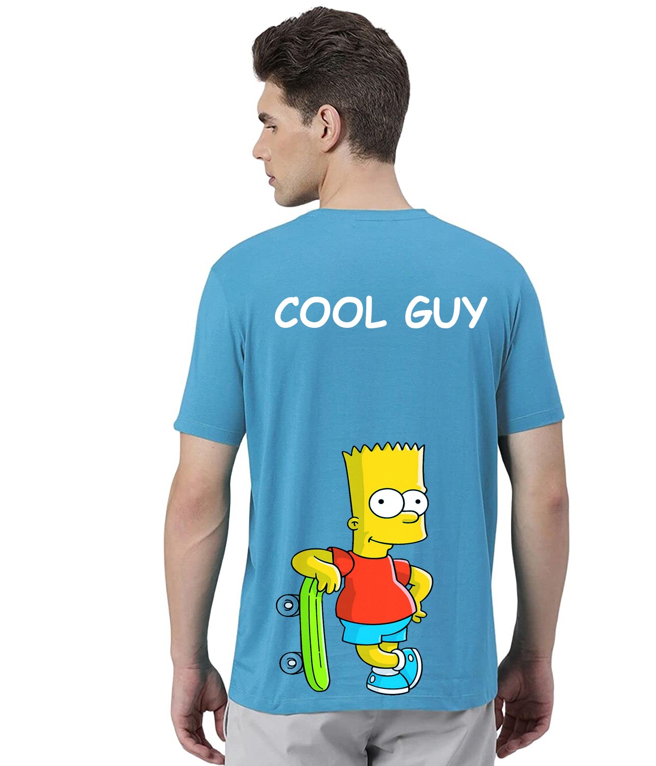 Men Sky Blue Simpsons Coll Guy Printed T-shirt