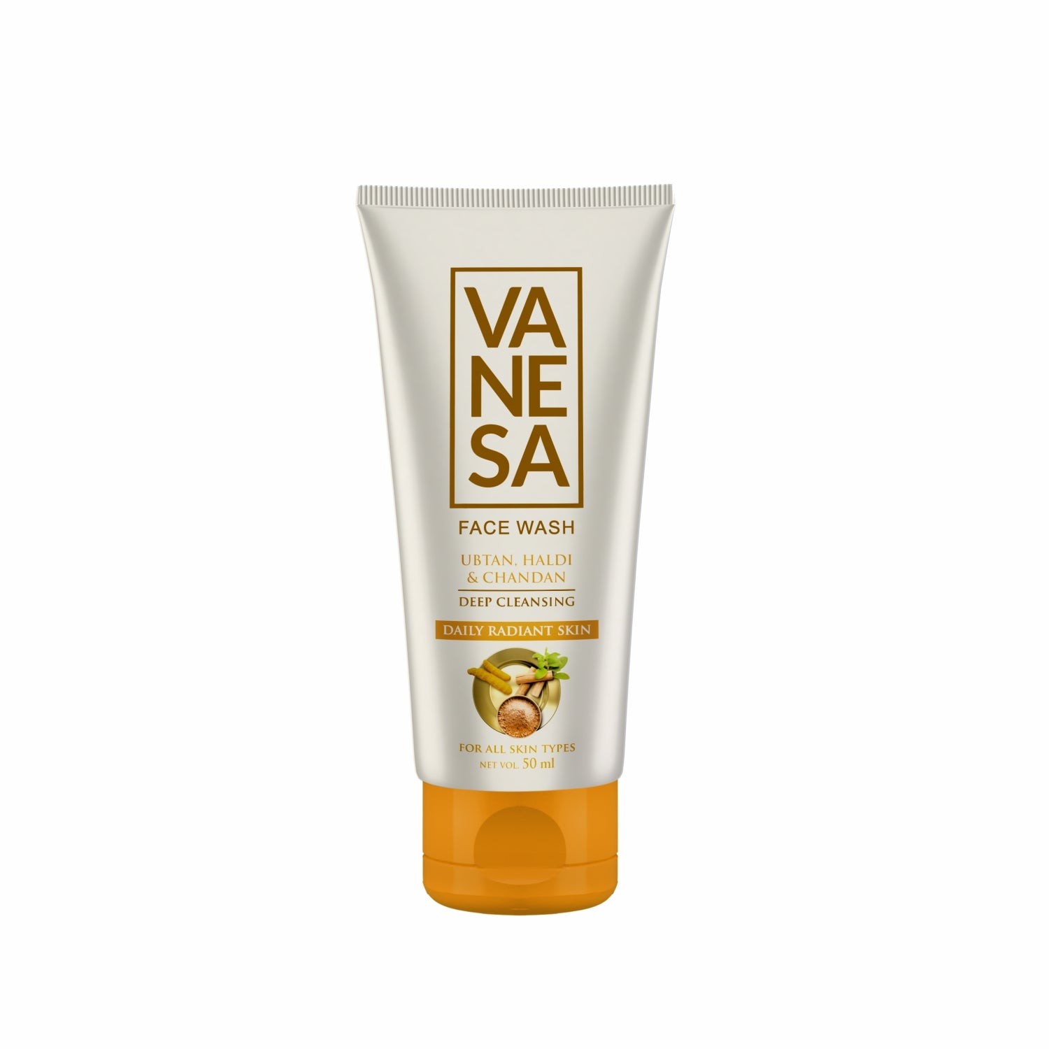 VANESA Face Wash Ubtan, Haldi & Chandan | Deep Cleansing | For Daily Radiant Skin | All Skin Types | 50 ml