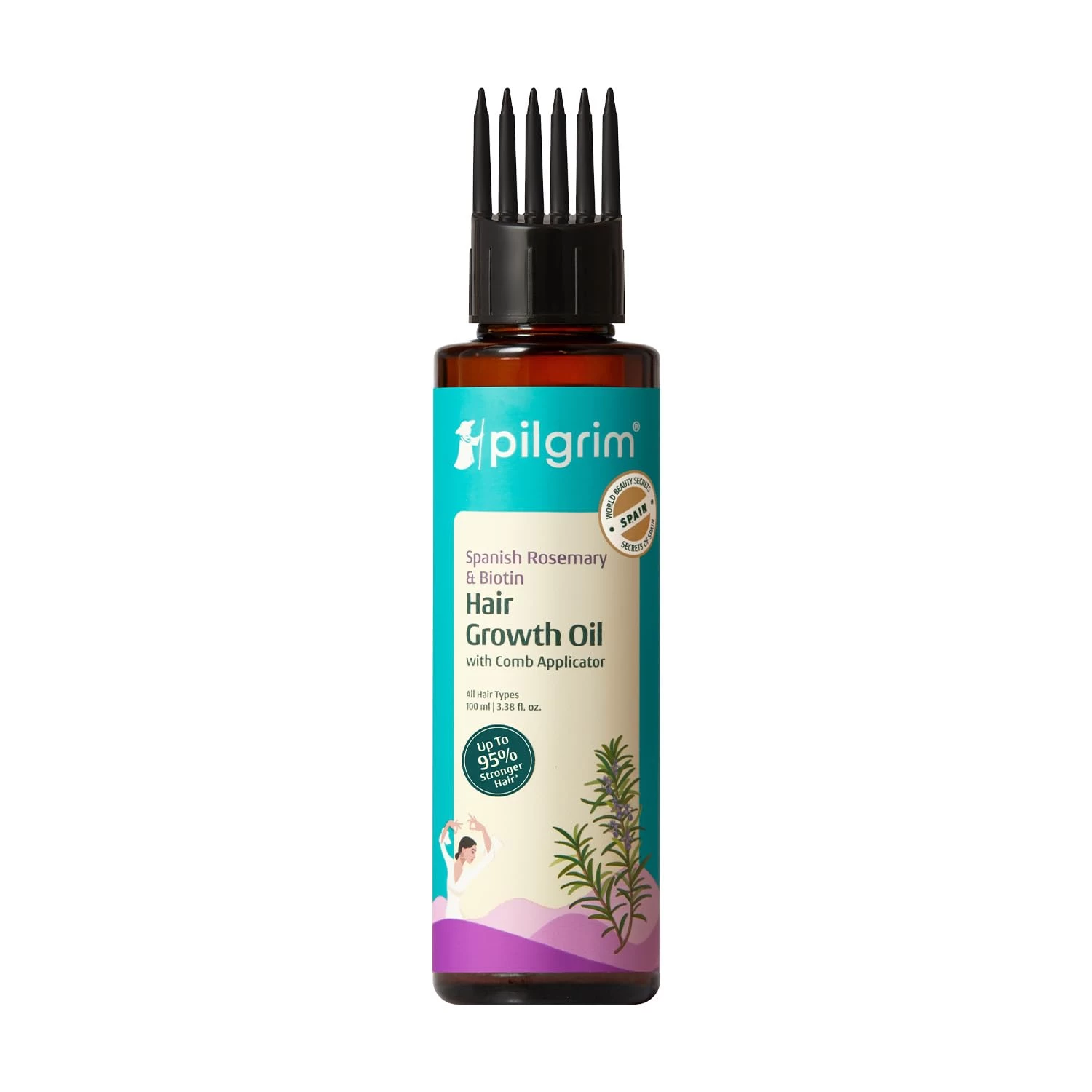 Pilgrim Spanish Rosemary Anti-Hairfall Oil| with Biotin & Triple-Oil Nourishment | Reduces Hair Fall, Promotes Hair Growth, Strengthens, Nourishes & Thicker Hair | All Hair Types