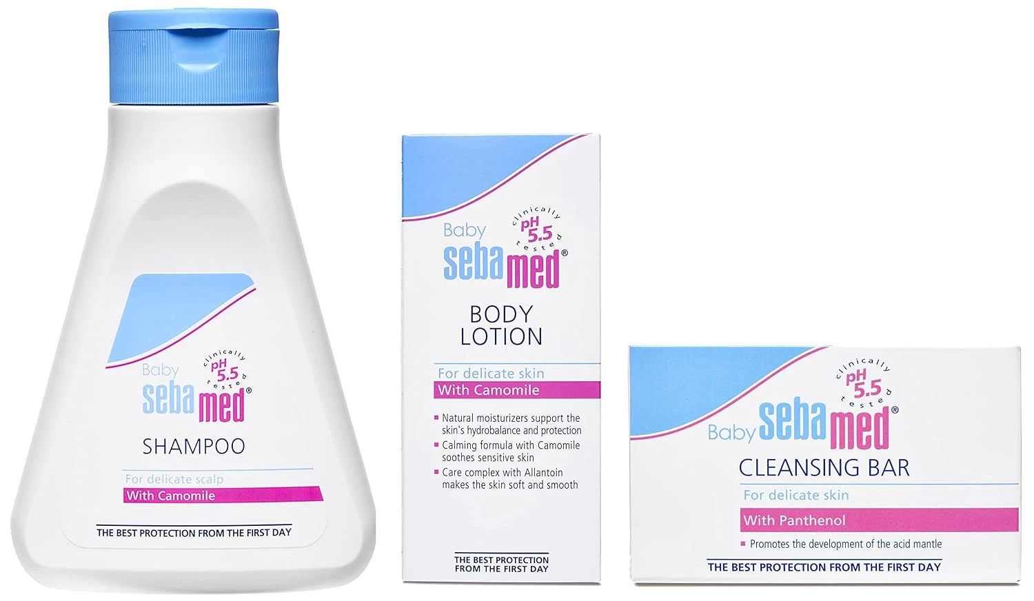 SebaMed Baby Shampoo 150ml, Cleansing Bar 100g & Lotion 100ml Combo for Children