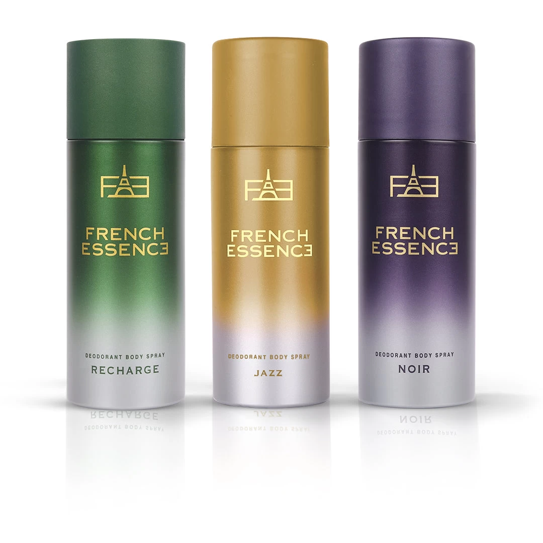 Combo Pack of Jazz, Noir & Recharge Deodorant Spray for Men (50ml Each, Pack of 3)