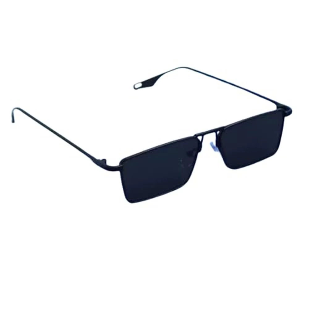 Rectangular Retro Black Shades Sunglasses for Men & Women | Stylish UV Protected Eyewear