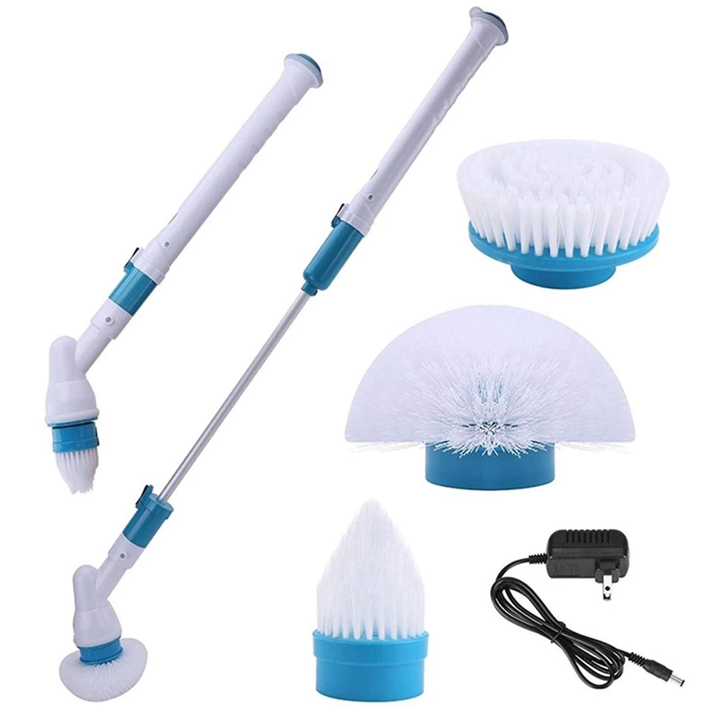 PANTH ® Plastic Electric Long Handle Spinning Scrubber Floor Bathroom Tiles Cleaner Tool with 3 Replaceable Brushes