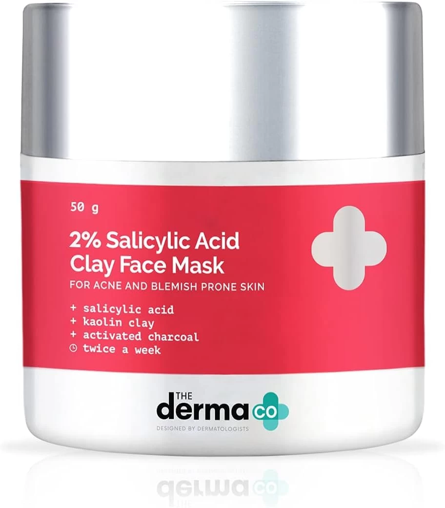 The Derma Co 2% Salicylic Acid Clay Face Mask for Men and Women for Acne & Blemish Prone Skin - 50 g