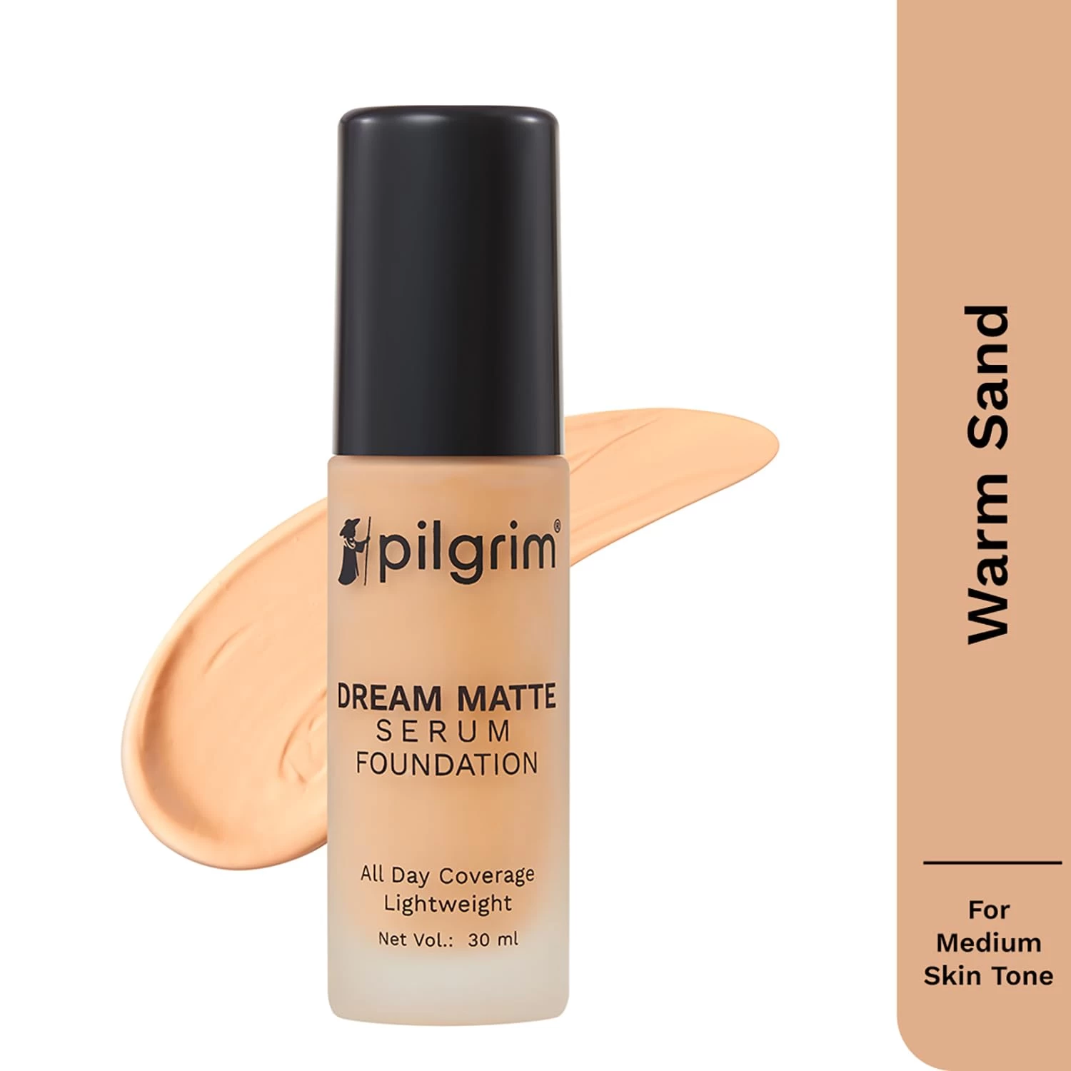 Pilgrim Medium Golden Beige Serum Liquid Foundation, Matte & Poreless,30 ml | Foundation for face make up infused | Water-Resistant,All Day Coverage|All Skin Types