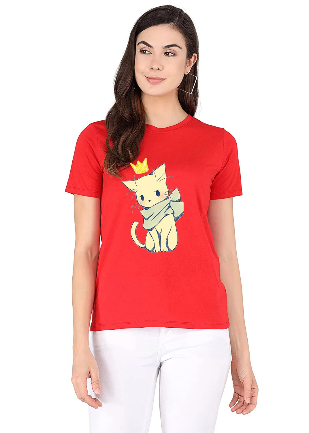 Women Graphic Print, Typography Round Neck Polyester T-Shirt