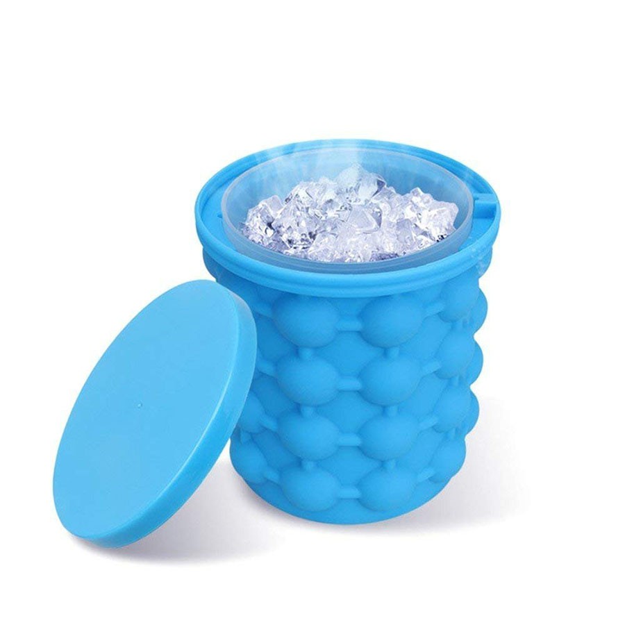 1 L Silicone Ice Cube Bucket Silicon Ice Cube maker Ice Bucket  (Blue)