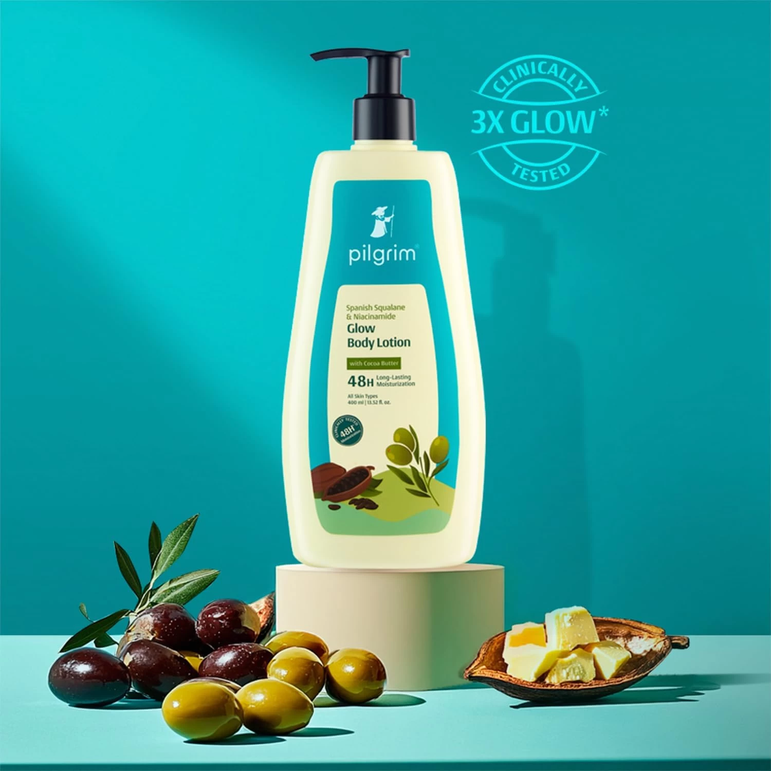 Pilgrim Spanish Squalane & Niacinamide GLOW BODY LOTION with Cocoa Butter (400 ml)