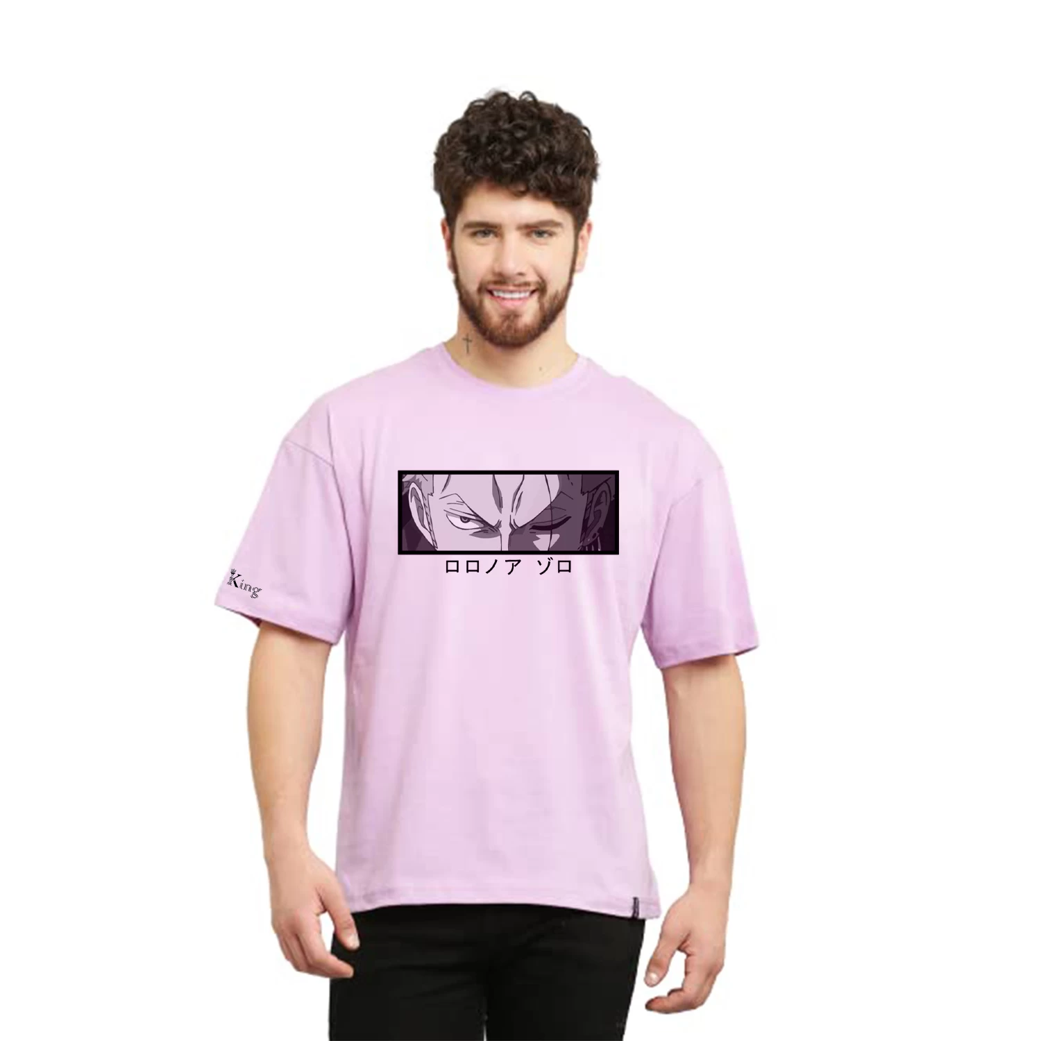 Men One Piece Anime Graphic Printed Oversized Cotton Tshirt