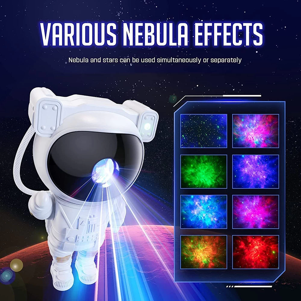 Astronaut Star Projector Lamp with Bluetooth Speaker | Galaxy Night Light with Remote Control, Rotating Nebula, Moon & Stars Projection | USB Powered Room Decor for Kids Bedroom, Parties & Gifts