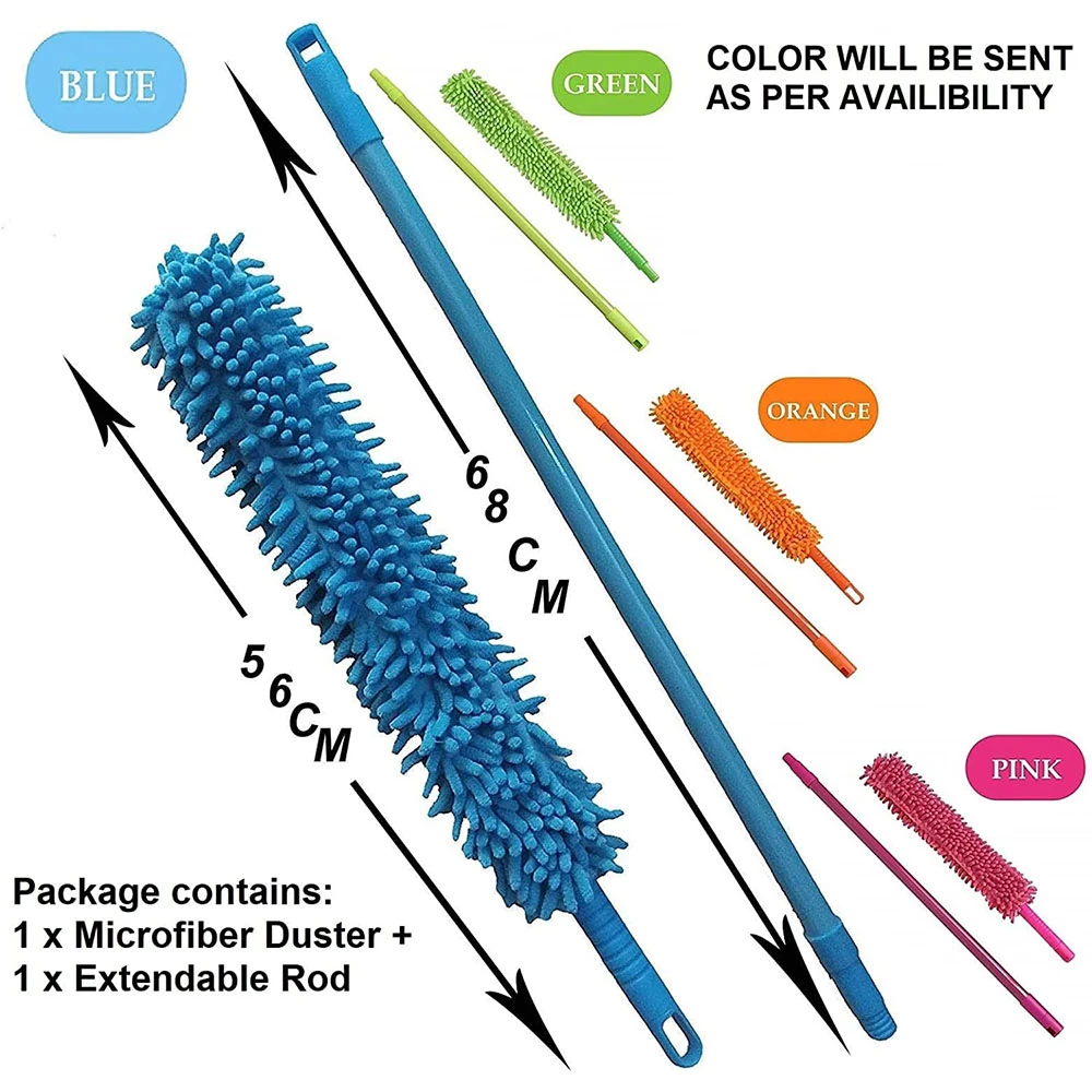 Microfiber Cleaning Duster Feather Duster Bendable & Extendable Fan Cleaning Brush with Extendable Rod Microfiber Fan Cleaning Duster Flexible Fan mop Cleaning Brush