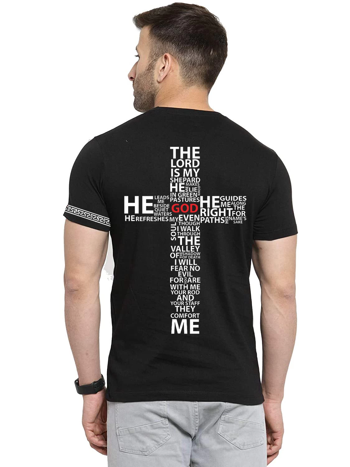 Mens | Cross Tshirt Typography Printed T-Shirt | Religious Graphic Print 100% Cotton T Shirt | Stylish Summer Regular Fit Tshirts