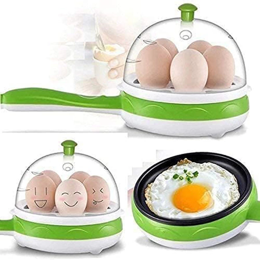 Multifunctional 2 in 1 Electric Mini Egg Boiler Poacher Omlet Maker Non-Stick Frying Pan Steaming Device _. Egg Cooker (7 Eggs)