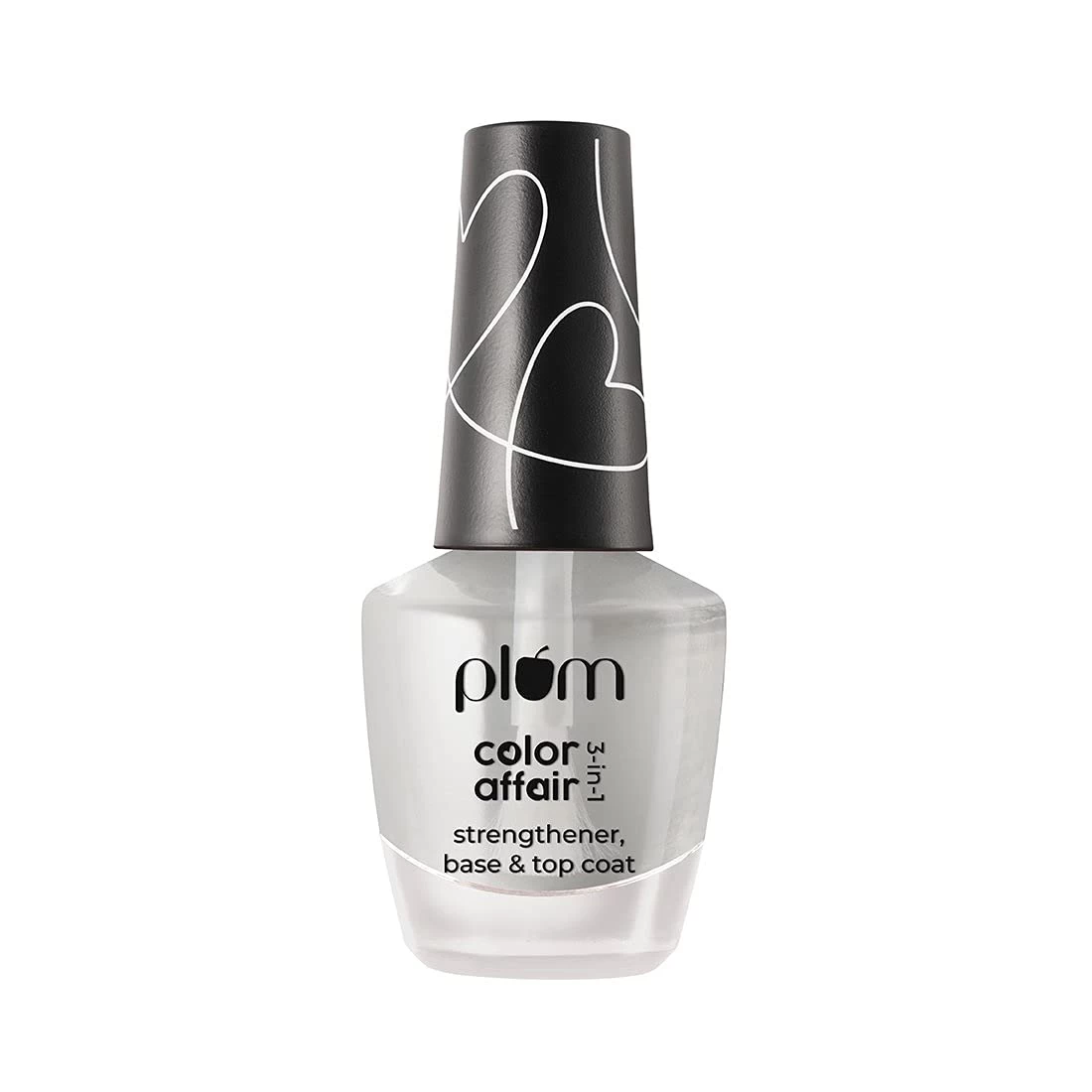 Plum Glossy Finish Color Affair 3-in-1 Strengthener Base & Top Coat | 7-Free Formula with AHA & Avocado Oil | 100% Vegan
