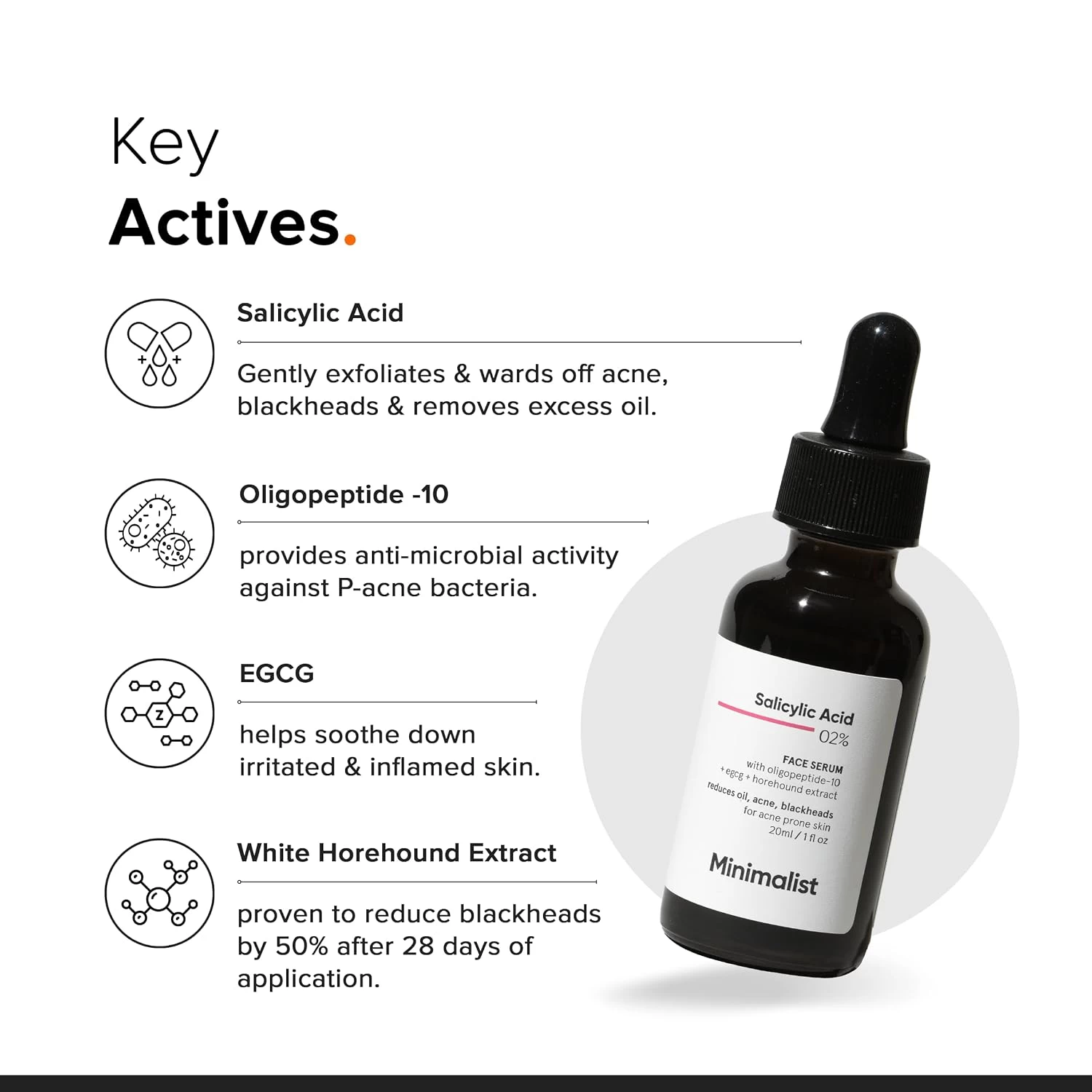 Minimalist 2% Salicylic Acid Serum for Acne & Blackheads | BHA Exfoliating Anti Acne Serum for Pore Cleansing & Oil Control | Pore Tightening Treatment for Oily & Acne-Prone Skin |