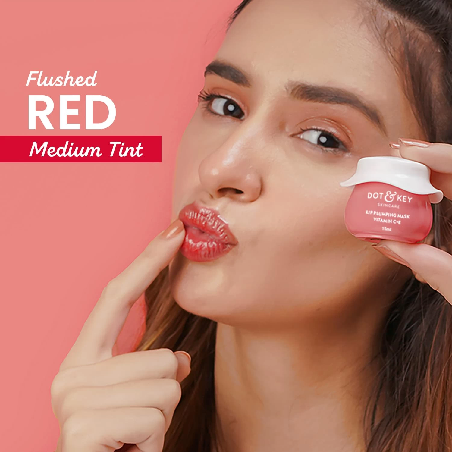 DOT & KEY Lip Plumping Mask With Shea Butter & Vitamin C + E For Naturally Glowing Lips | Smoothes Flaky & Dry Lips | LipMask For Soft,Smooth & Plump | (Lingonberry) |15Ml
