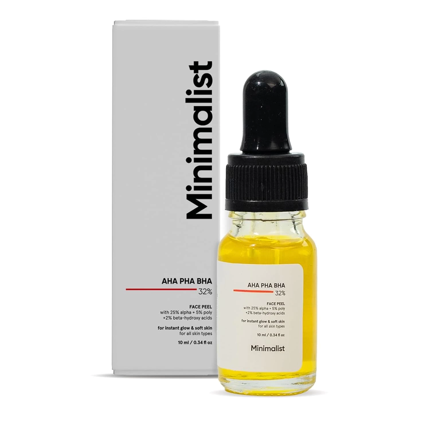 Minimalist 25% AHA + 2% BHA + 5% PHA Peeling Serum Solution for Glowing Skin, Smooth Texture & Pore Cleansing | AHA BHA PHA Peel Serum For Weekend Exfoliation