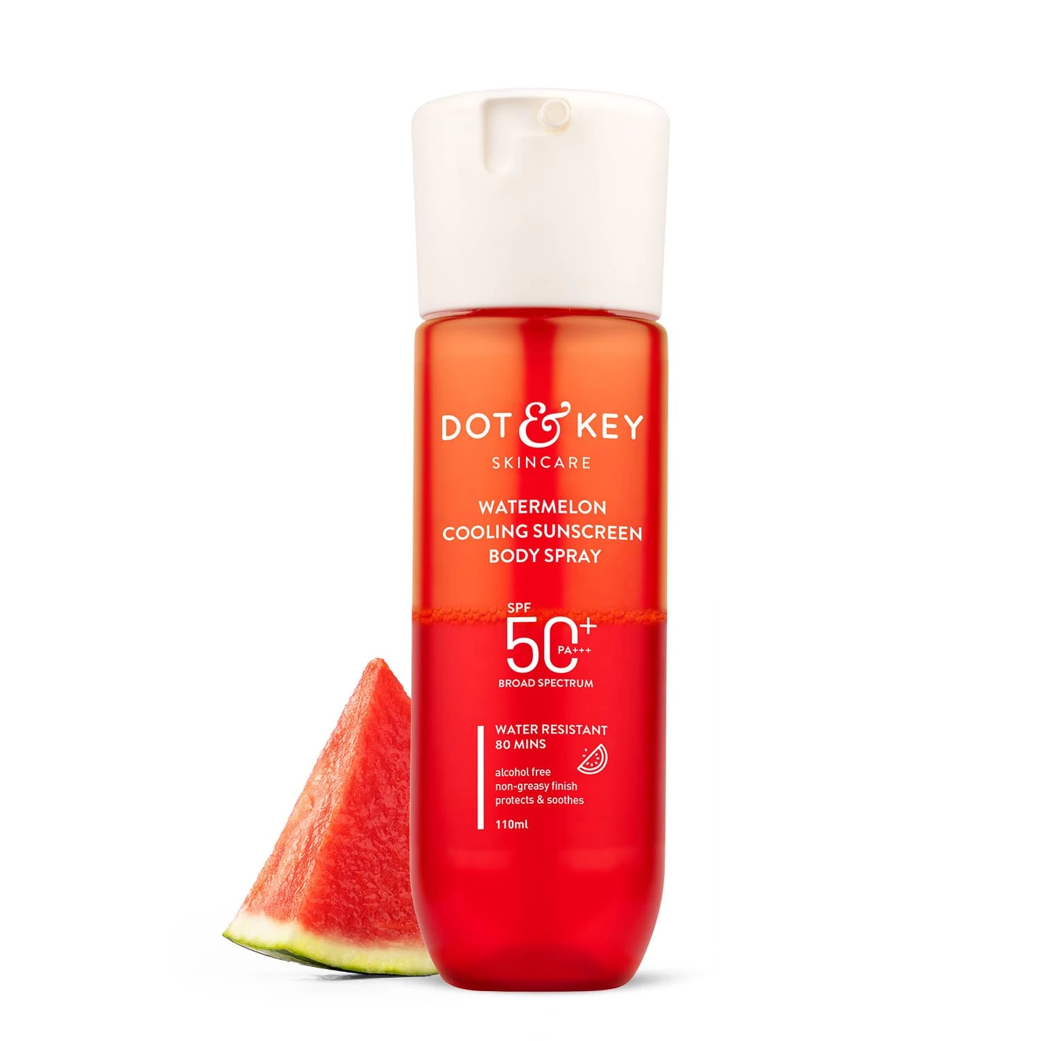 DOT & KEY Watermelon Cooling Sunscreen Body Spray Spf 50 Pa+++ For All Skin Types - 110Ml | Sun Protection Lotion | Broad Spectrum Uv Protection | Alcohol Free | Non Greasy & Non Sticky | For Unisex