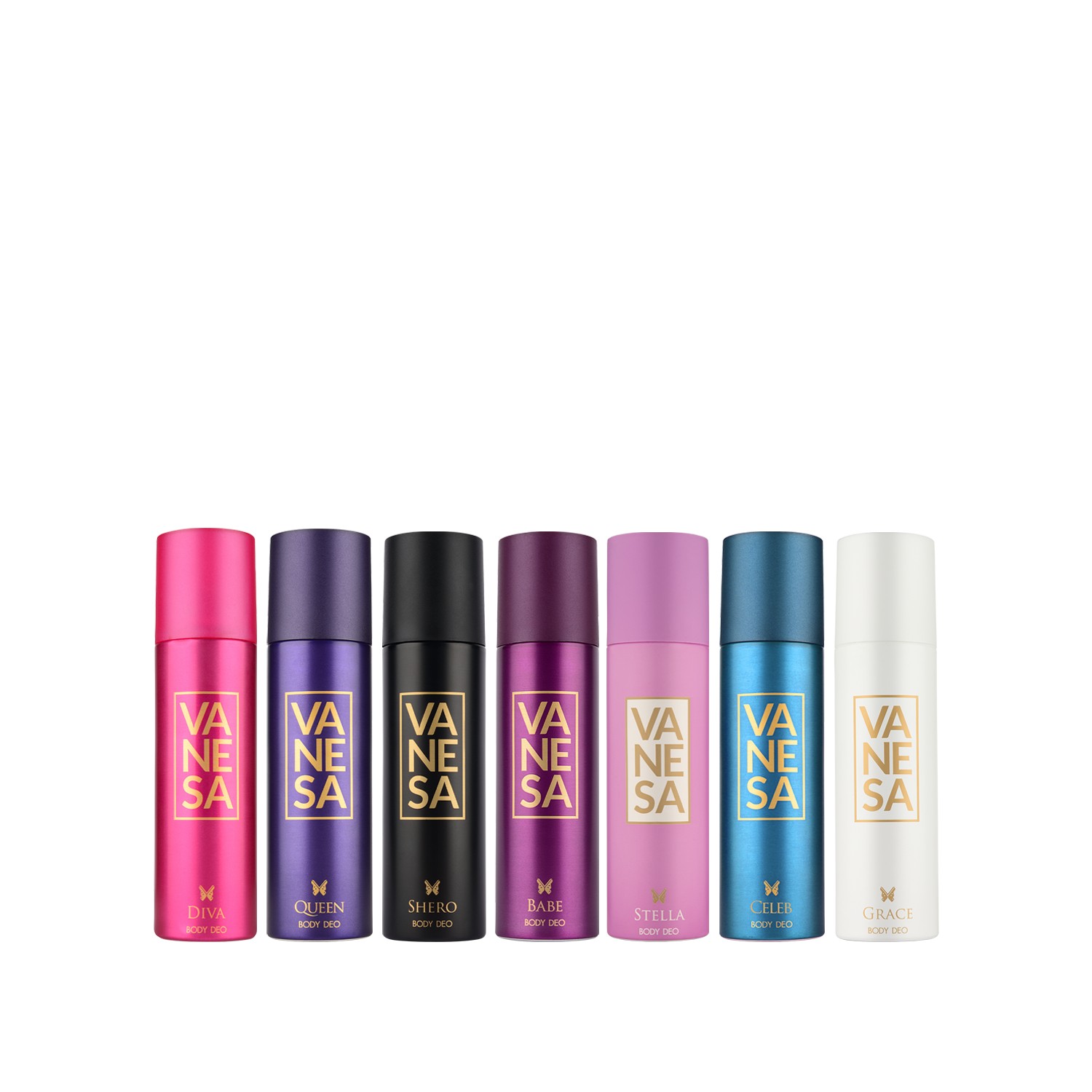 VANESA Diva + Queen + Shero + Babe + Stella + Celeb + Grace Deodorant 150ml Each