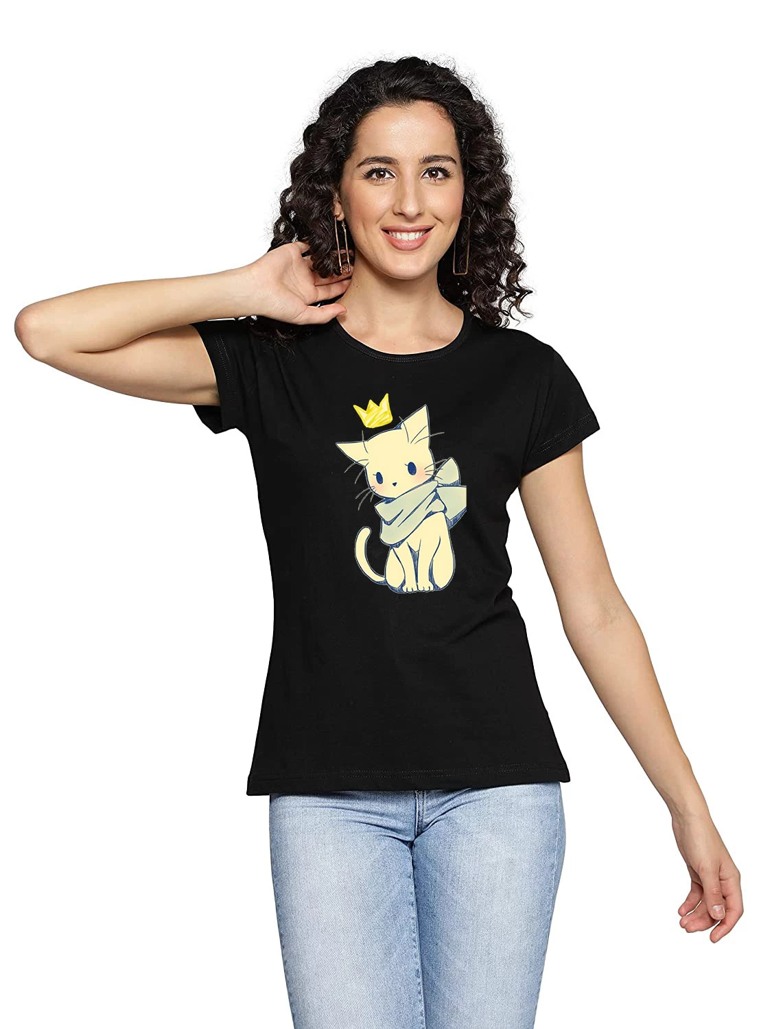 Women Graphic Print, Typography Round Neck Polyester T-Shirt