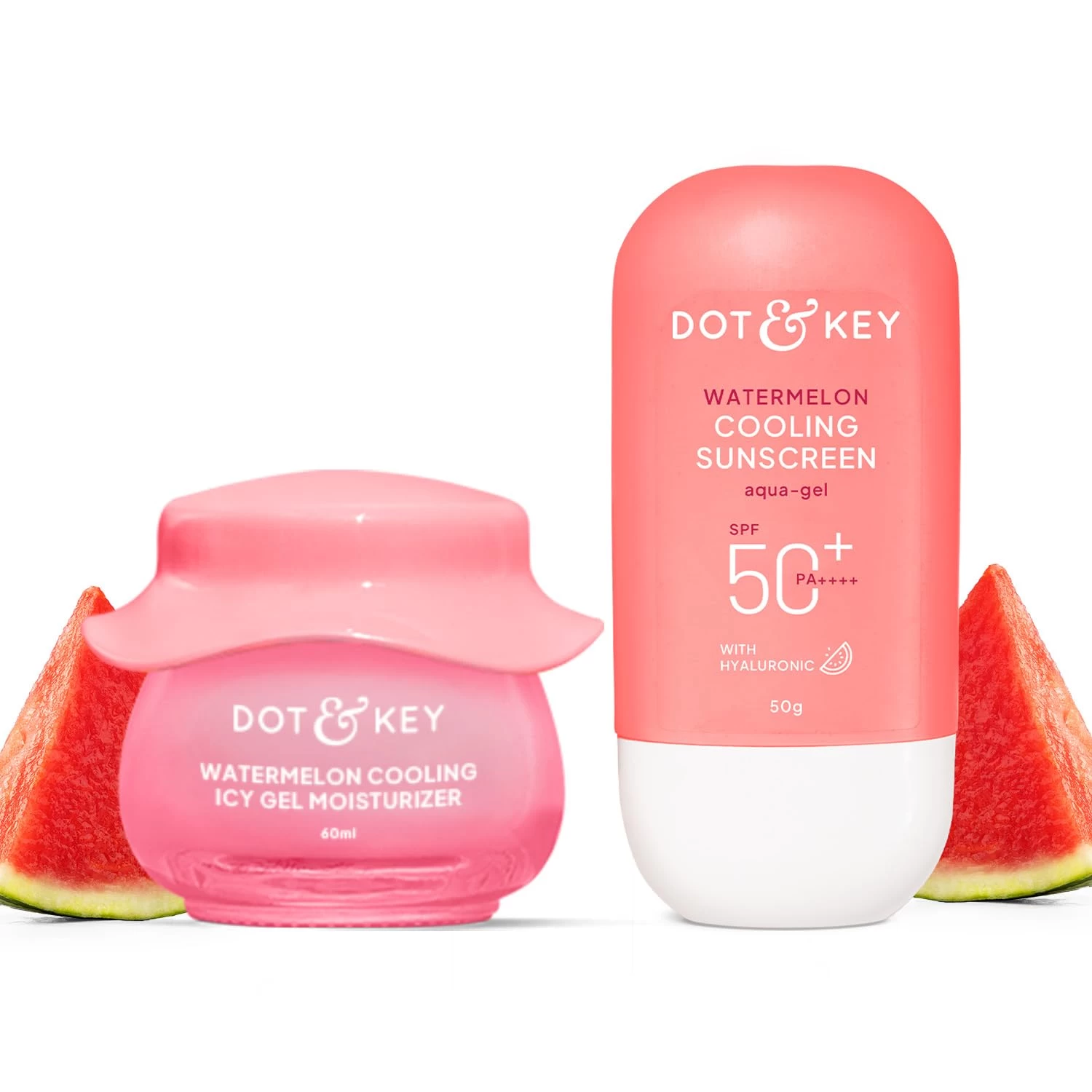 Dot & Key Watermelon Luminous Skin Care Combo (Watermelon Sunscreen SPF 50 PA+++ 50gm & Watermelon Moisturizer 60 ml) | For Normal, Oily & Combination Skin | Controls Excess Oil | For UV/UVA Protect