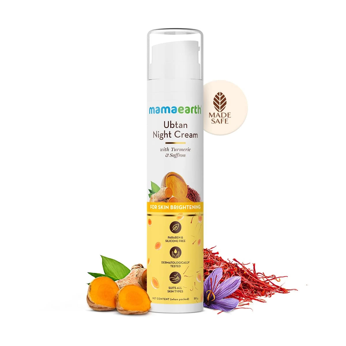 Mamaearth Ubtan Night Cream for glowing skin with Turmeric & Saffron for Skin Brightening – 50 gm