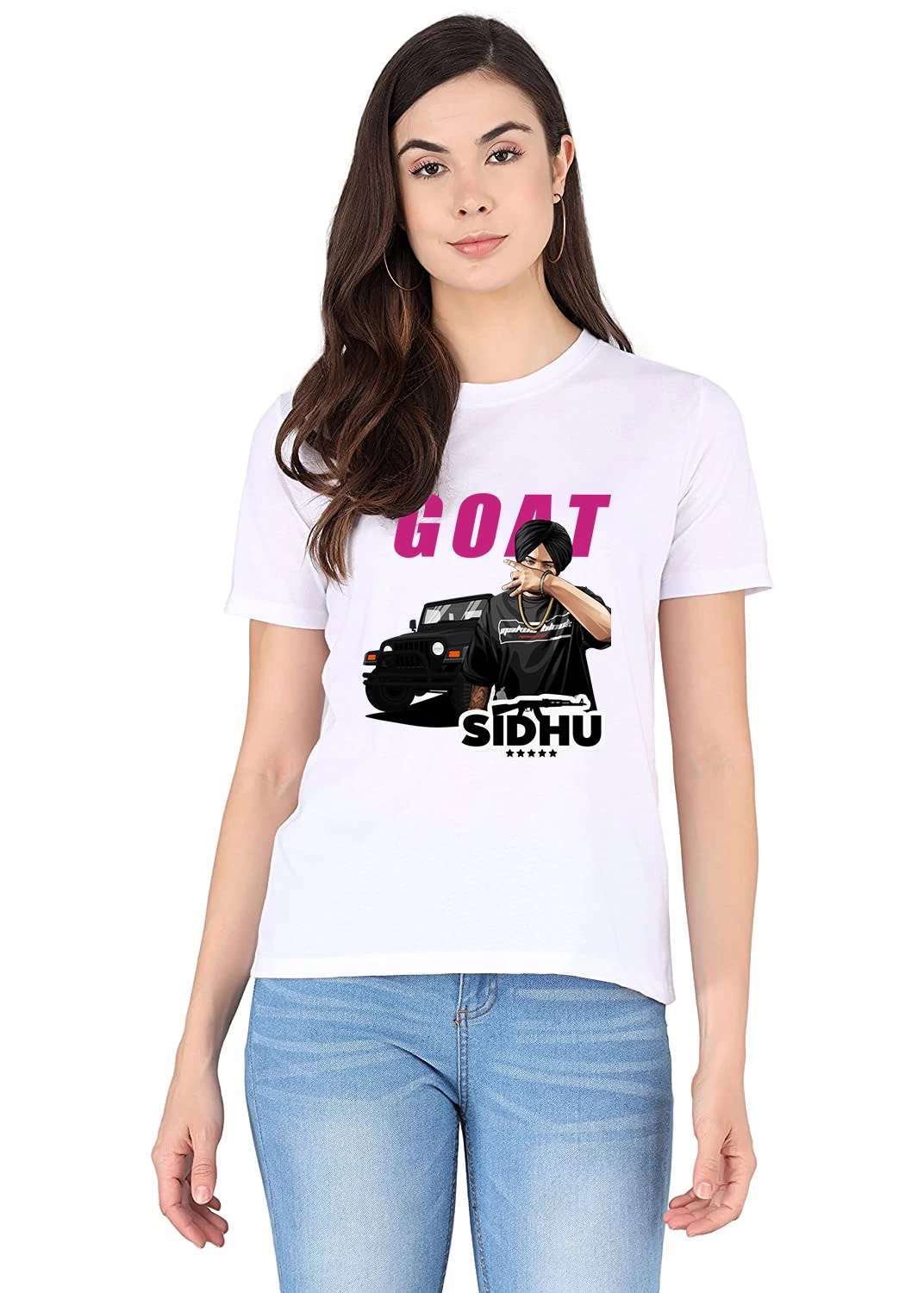 I KING Women Printed, Typography Round Neck Cotton Blend White T-Shirt