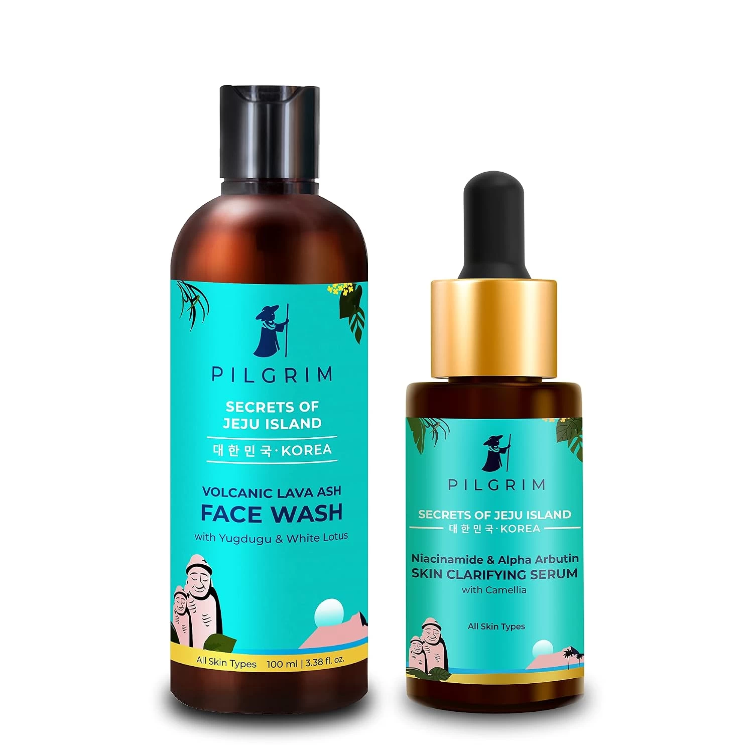 Pilgrim Daily Care Regime for Skin Clarifying & Even Skin Tone | Face Cleanser 100ml, Niacinamide 5% & Alpha Arbutin 1% Face Serum 30ml | Dermatologically Tested | For Men & Women | All Skin