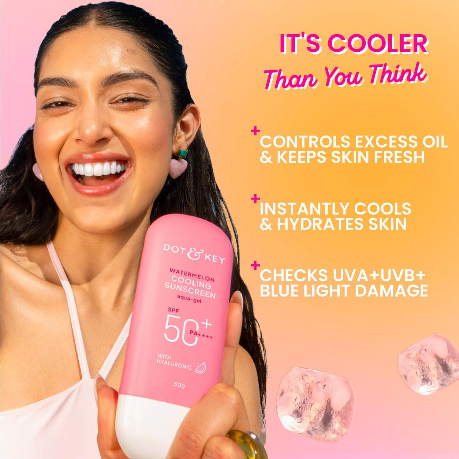 Dot & Key Watermelon Cooling Sunscreen, In-Vivo Tested SPF 50+ PA++++, With New-Age UV Filters, Instantly Cools skin, Controls Excess Oil, Broad Spectrum Protection, No White Cast, No White Cast |Comb