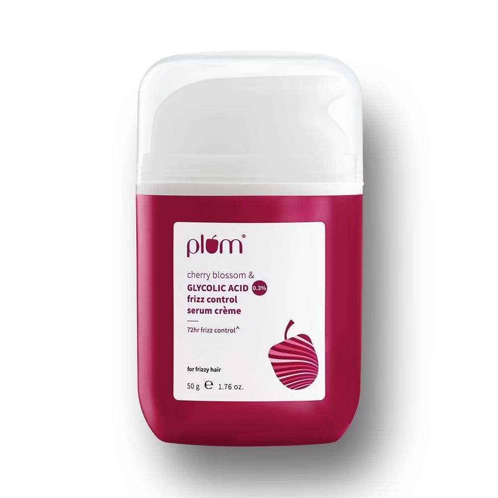 Plum Cherry Blossom & 0.3% Glycolic Acid Frizz Control Hair Serum Crème | 72-hr humidity-proof