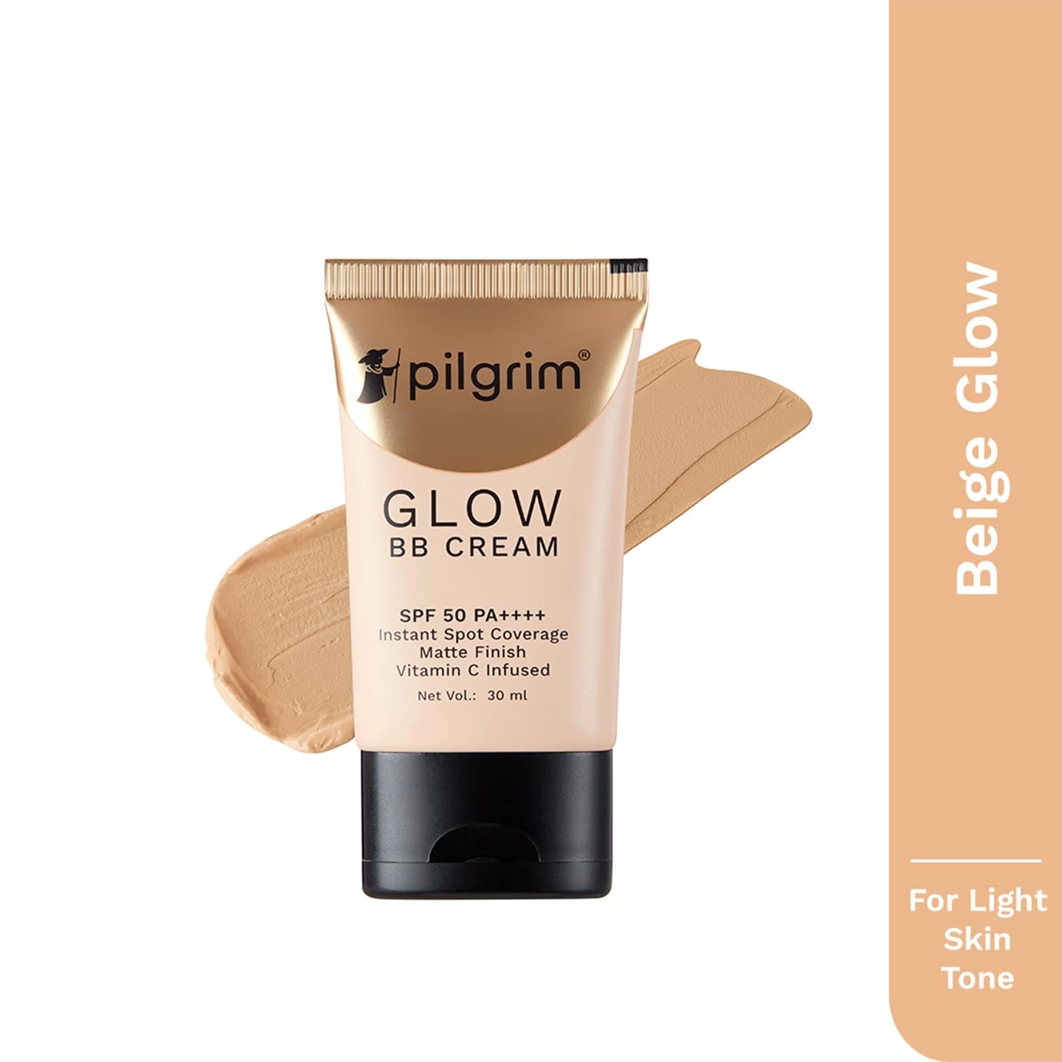 Pilgrim Honey Glow 3-In-1 Natural Bb Cream Medium Coverage For All Skin Types Spf 50 Pa++++ With Niacinamide, Hyaluronic Acid & Vit C - 30G, Pack Of 1