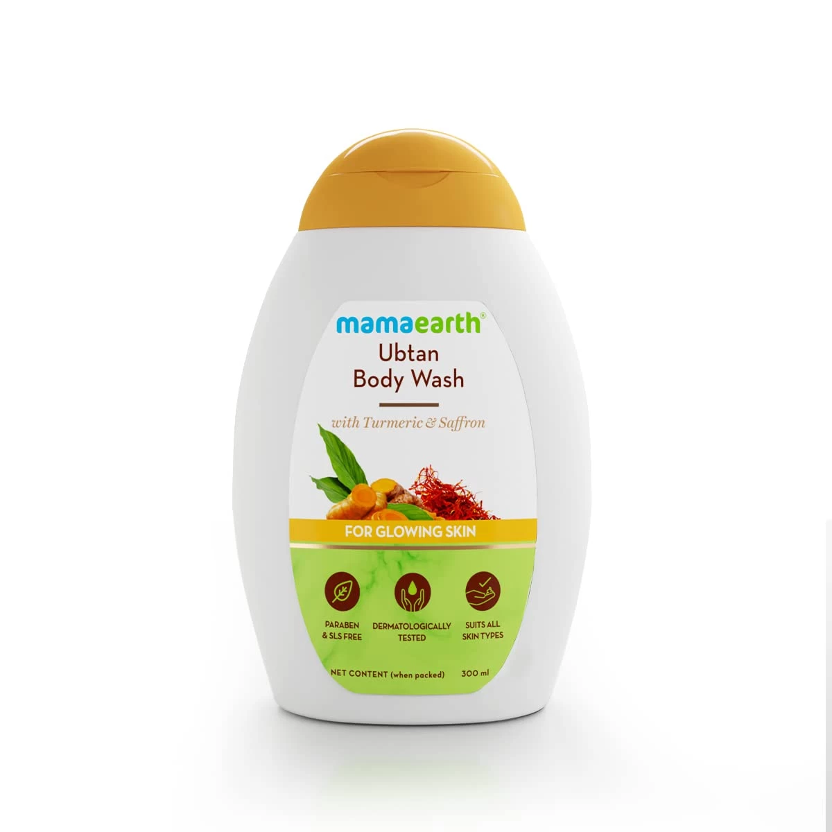 Mamaearth Ubtan Body Wash for Men & Women with Turmeric & Saffron 300ml - Exfoliating Body Wash - Shower Gel for Glowing Skin