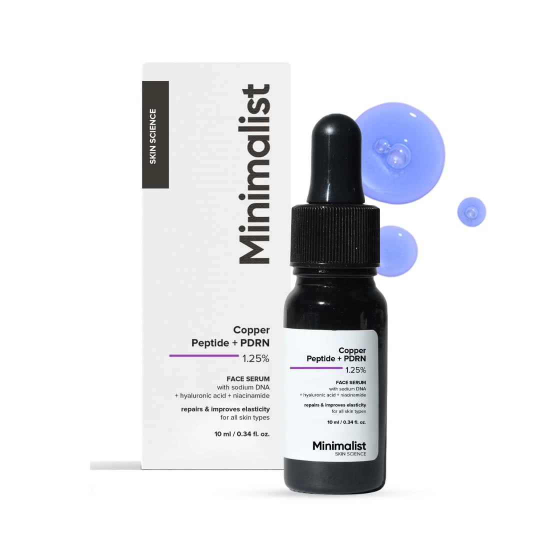 Minimalist Copper Peptide + PDRN 1.25% Face Serum | Preventive Anti-Aging Serum for Firmness, Elasticity & Hydration | With GHK-Cu, PDRN, Multi-Molecular Hyaluronic Acid & Niacinamide | Suitable for S