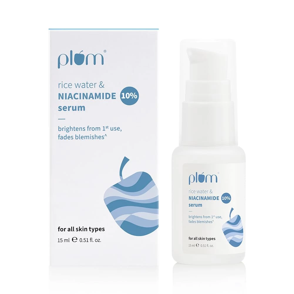 Plum 10% Niacinamide Serum with Rice Water | Provides Clear, Glowing & Brightening Skin