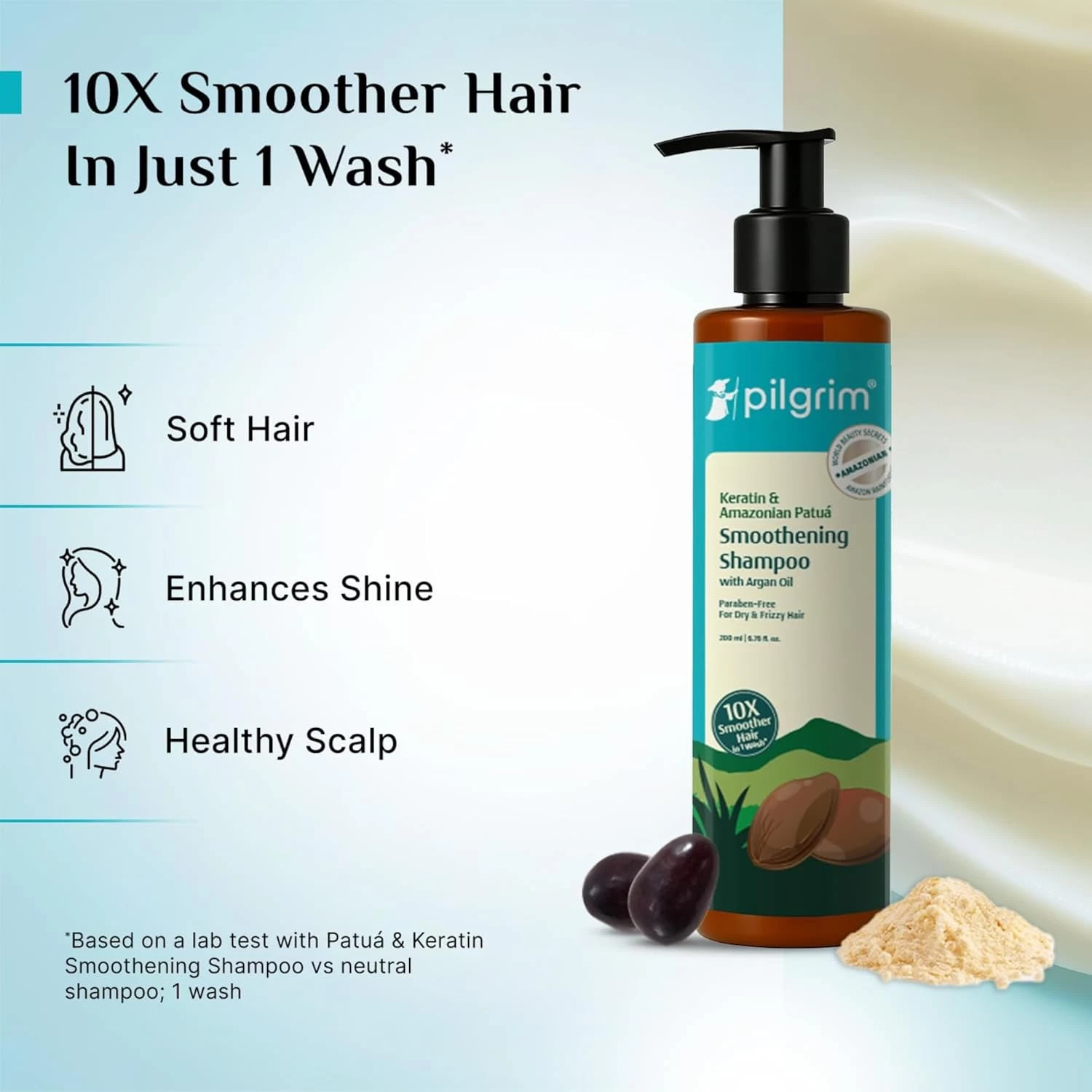 Pilgrim Patua & Keratin Hair SMOOTHENING SHAMPOO for Dry & Frizzy hair | Shampoo for Women & Men | Hair Smoothening & healthy scalp |