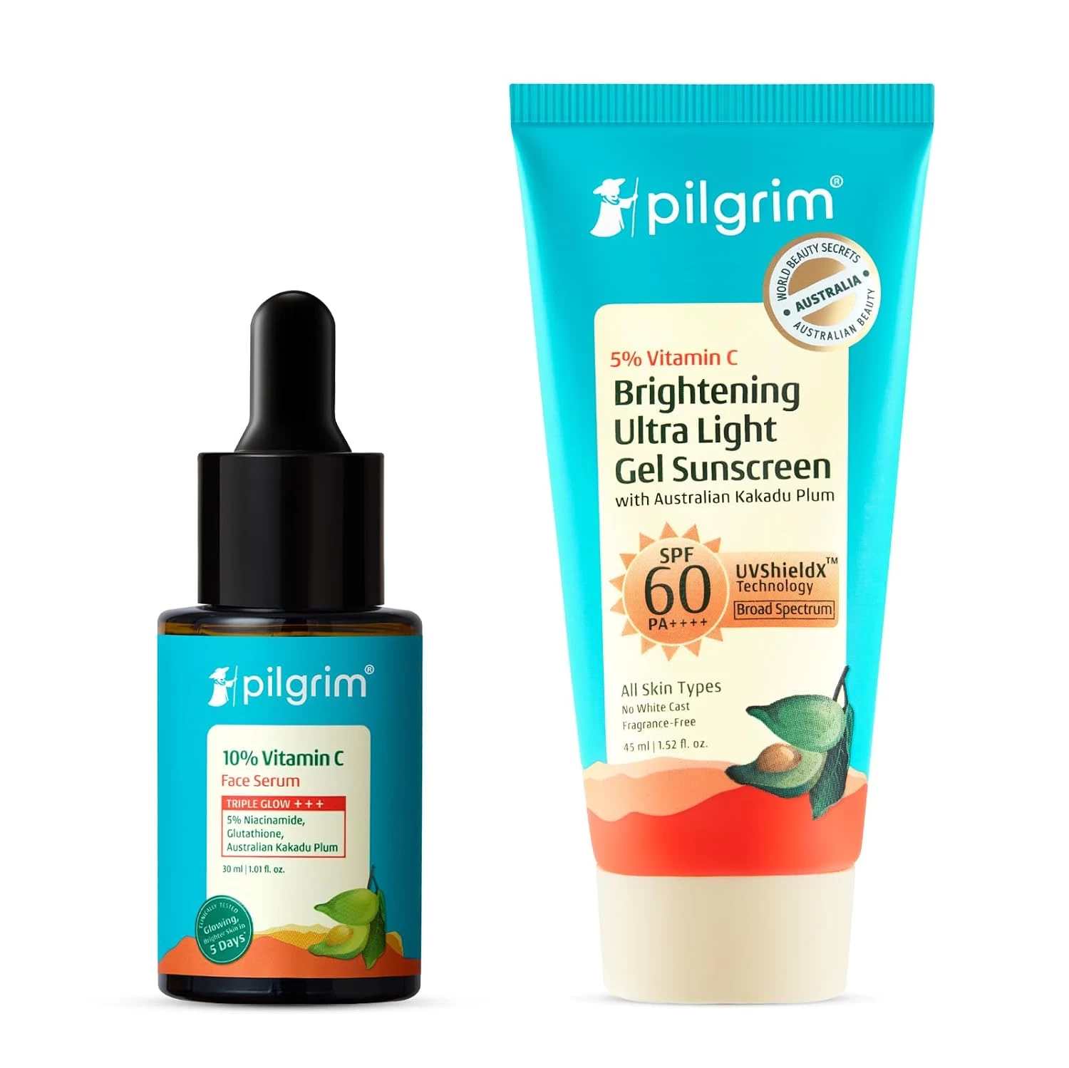 Pilgrim Vitamin C Glow & SPF Protect Combo for Brightening Skin