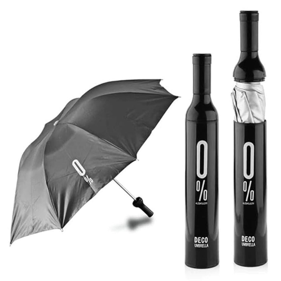 Unique Double Layer Folding Portable Wine Bottle Umbrella with Bottle Cover for UV Protection & Rain ( Multi-Colour)