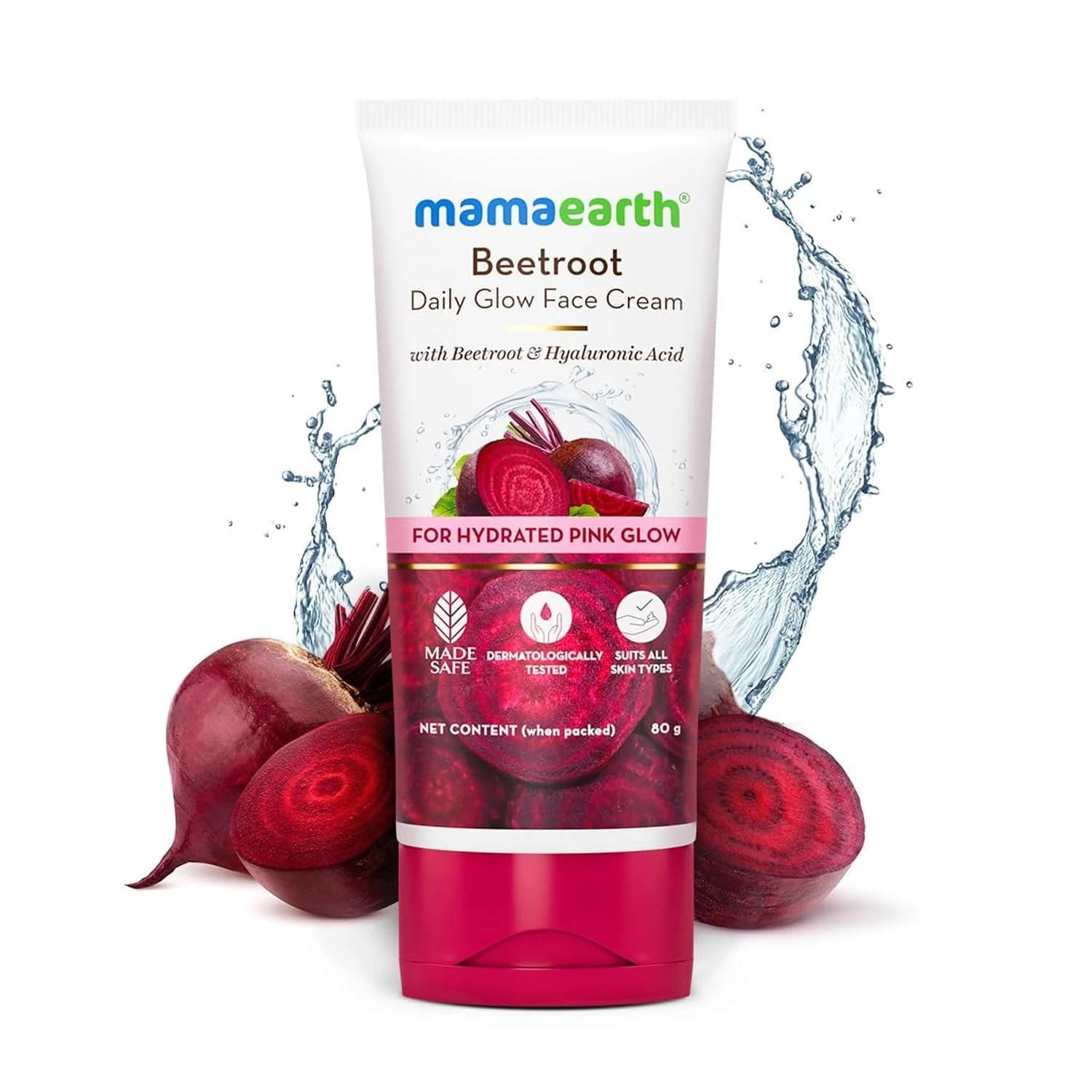Mamaearth Beetroot Daily Glow Face Cream With Beetroot & Hyaluronic Acid - 80 g | Gives Hydrated Pink Glow | Gives Instant Brightening Effect | Lightweight & Non-Greasy | Natural Glow | For All Skin T