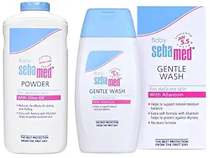 SebaMed Baby Powder, 200g & Baby Wash Extra Soft, 200ml Combo