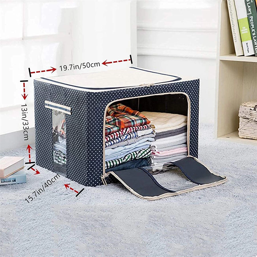 Storage Organizer Folding Almira Steel Frame Cloth Box Steel Frame Collapsible Wardrobe Storage Organizer Bag (Multicolor)