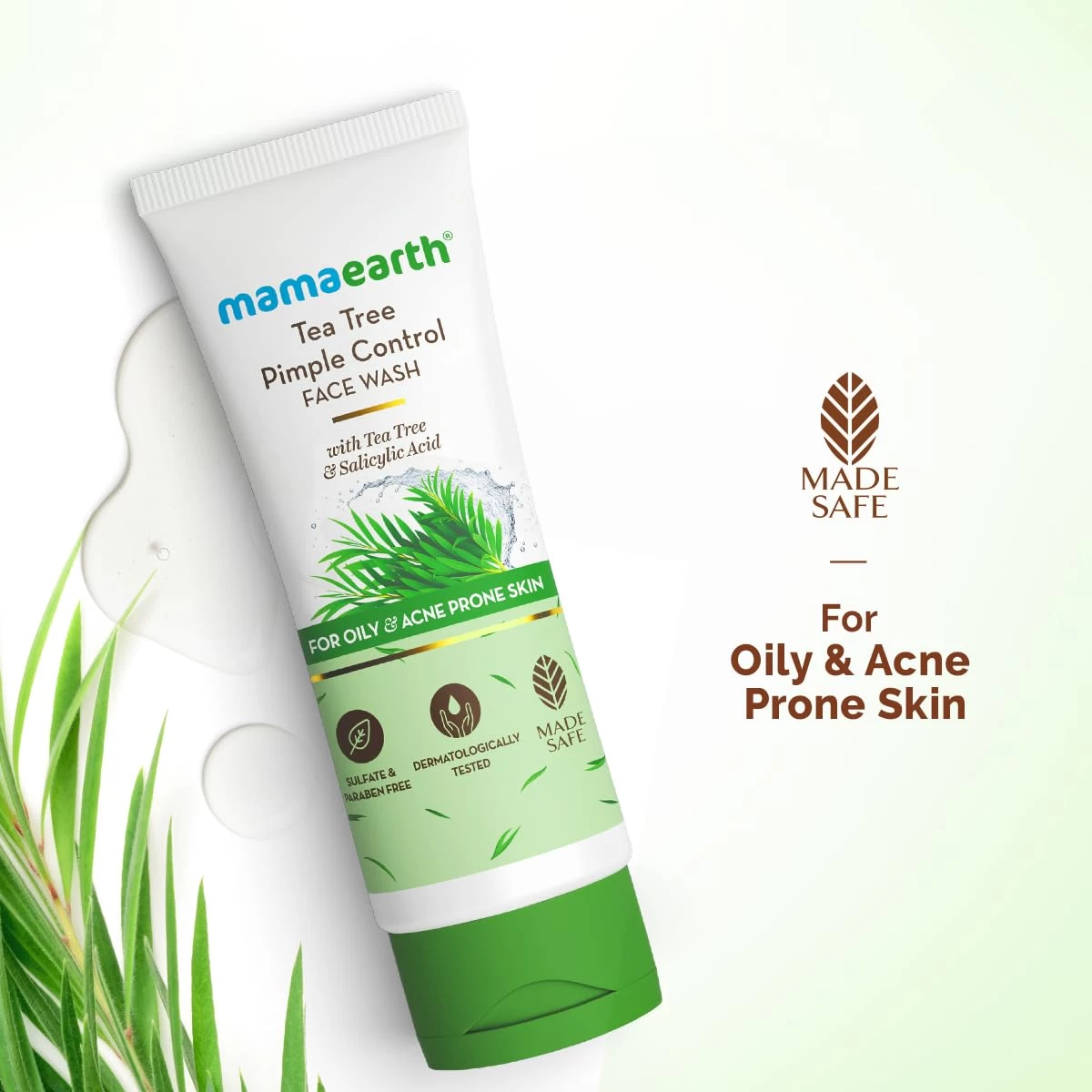 Mamaearth Tea Tree Pimple Control, Anti Acne Face Wash with Tea Tree & Salicylic for Oily & Acne-Prone Skin | Controls Oil to Prevent Pimples | Made Safe