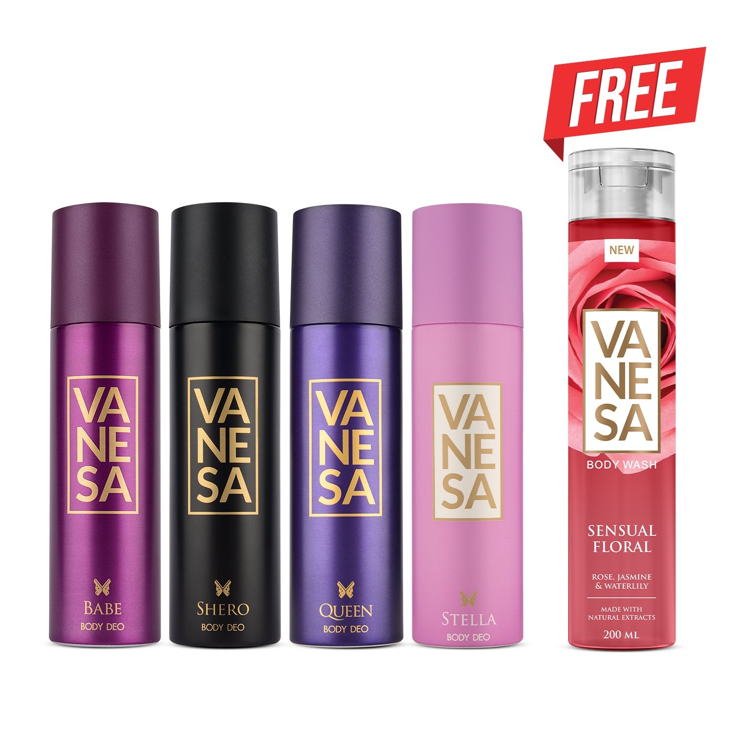 VANESA Babe + Shero + Queen + Stella Body Deodorant For Women | 150ml each