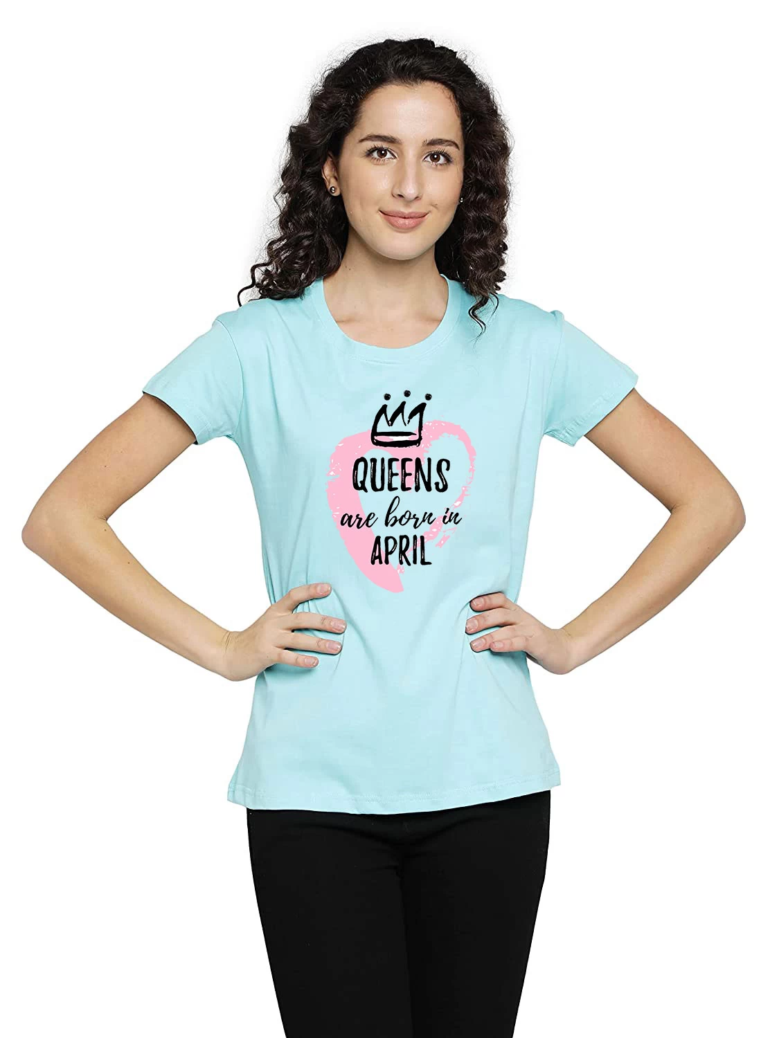 I KING Women Self Design Round Neck Cotton T-Shirt