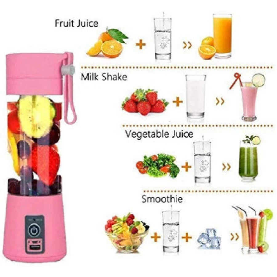 Smart Portable Electric Fruit Juice Maker/Blender USB Rechargeable Mini Juicer/ Work as power bank also Mixer Juicer Jar (0.5 L)