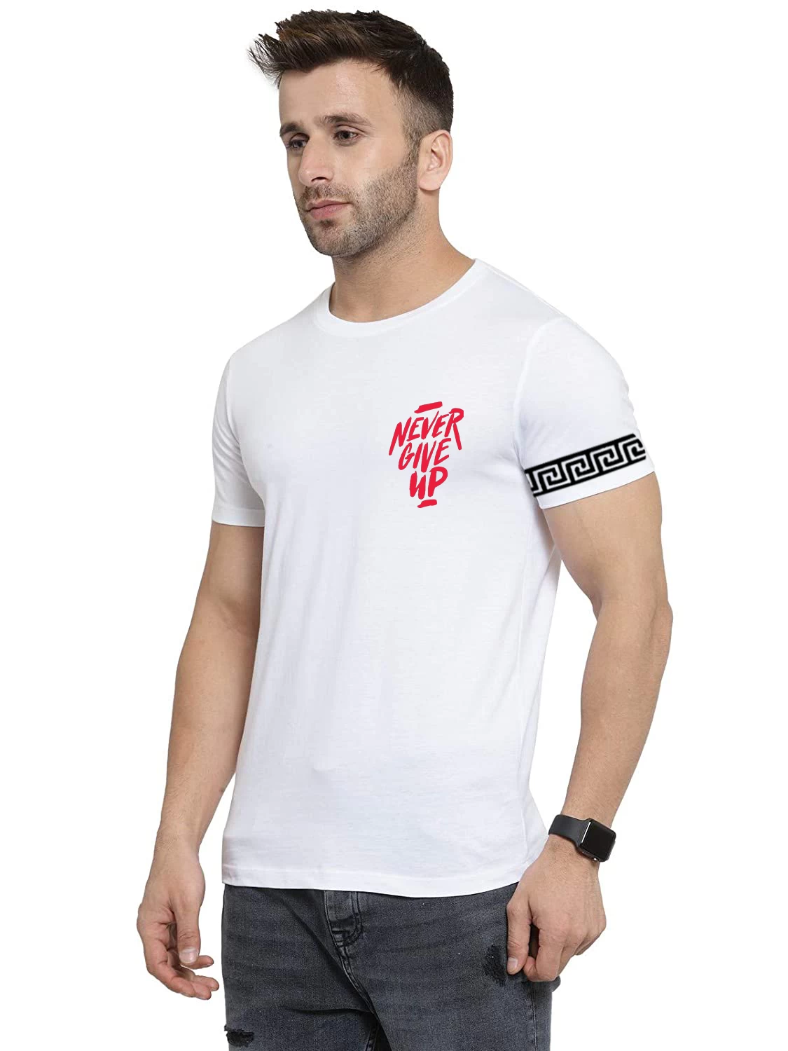 Men Printed Round Neck Polycotton  T-Shirt