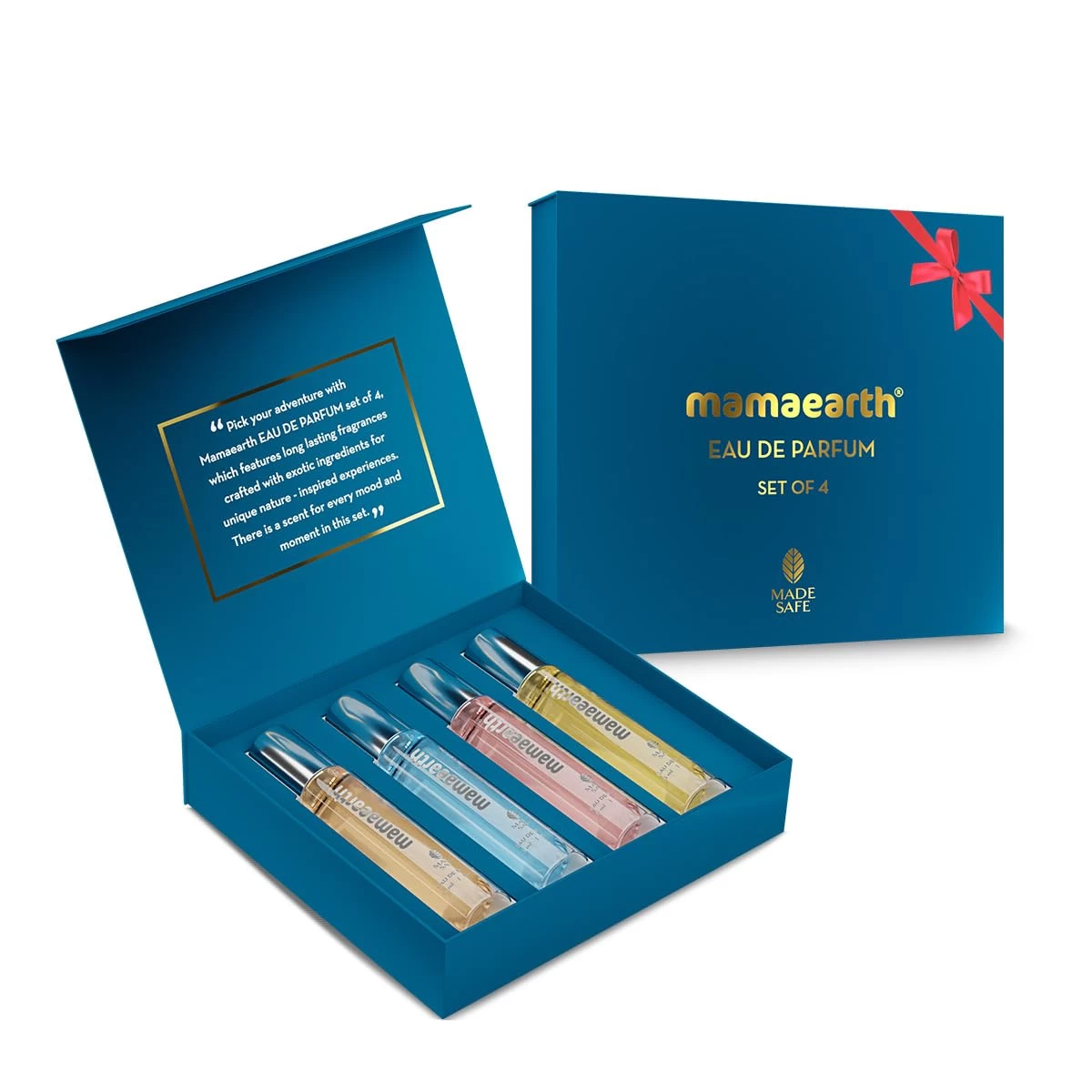 Mamaearth Perfume Gift Set for Men & Women | Made Safe Approved | Travel-Friendly Pack | Premium & Long-Lasting Fragrances | Blend of Exotic Ingredients | Premium Gift Pack | 15 ml x 4