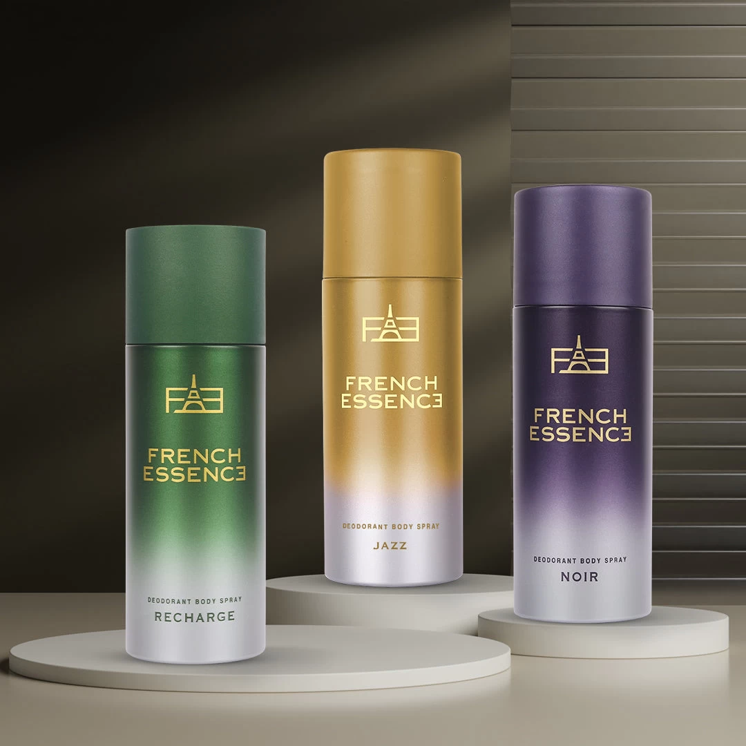 Combo Pack of Jazz, Noir & Recharge Deodorant Spray for Men (50ml Each, Pack of 3)