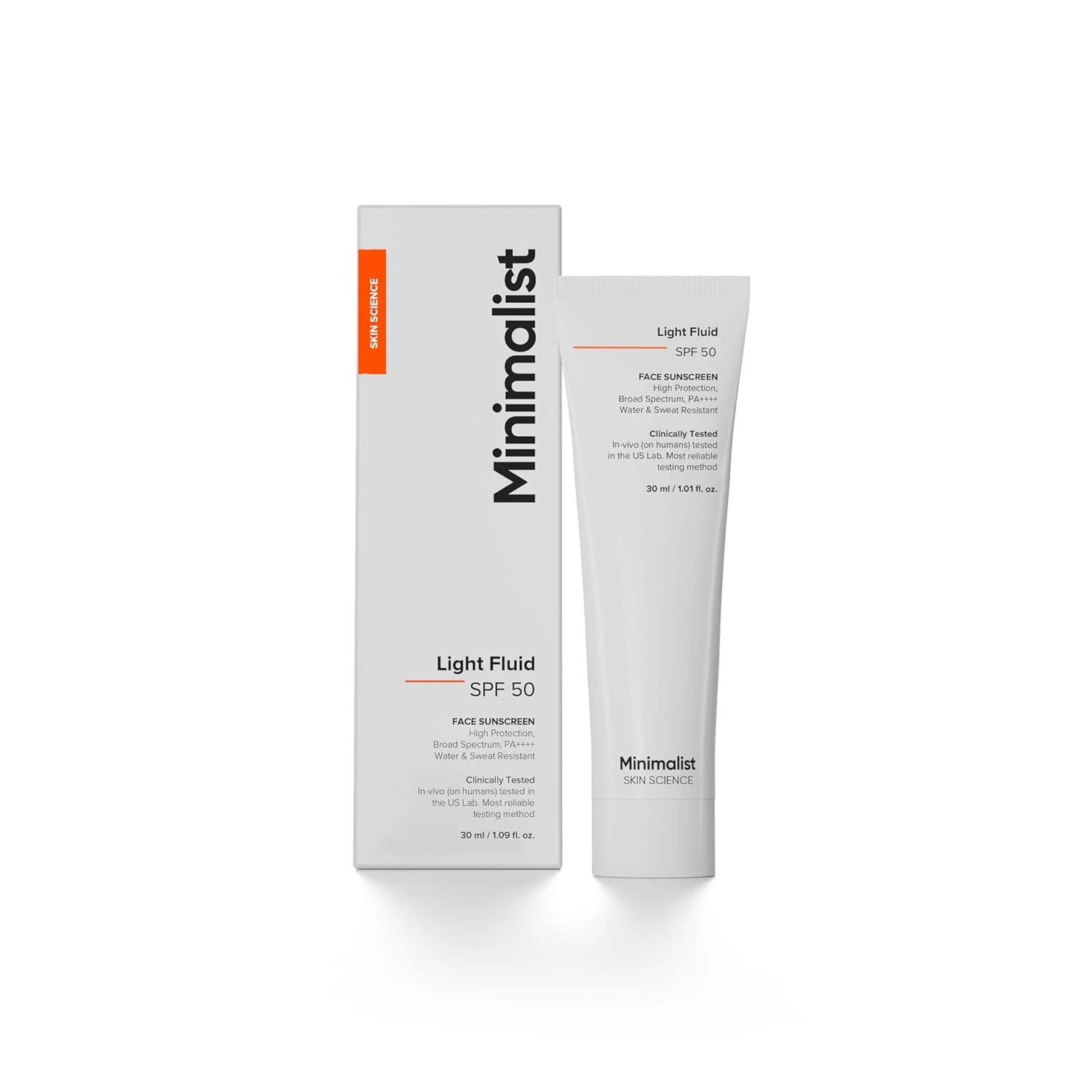 Minimalist Light Fluid Sunscreen SPF 50 for Oily Skin (PA++++) | Clinically Tested in US| No White Cast | Broad Spectrum | Lightweight, Water & Sweat Resistant | For Women & Men |