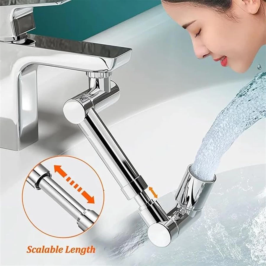 Tap Extension for Kitchen Sink | Universal 1080° Swivel Robotic Arm Swivel | Faucet Extender for Taps, Kitchen Tap Extender, Faucet Sprayer Attachment Comes with ABS Plastic Chrome Finish Body