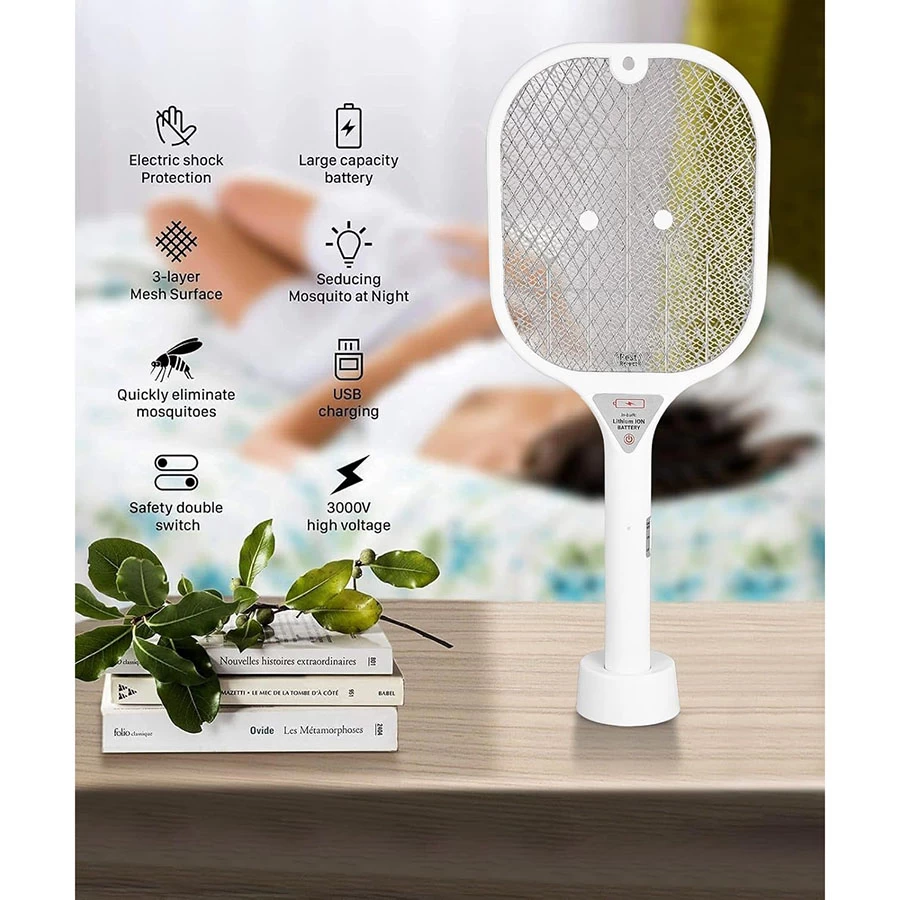 Maruti Creation Portable Fly Mosquito Racket Mug Killer Household Electric Hand Held Bug Zapper Insect Fly Swatter Racket USB Rechargeable